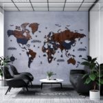 drewniana mapa świata 3d duża