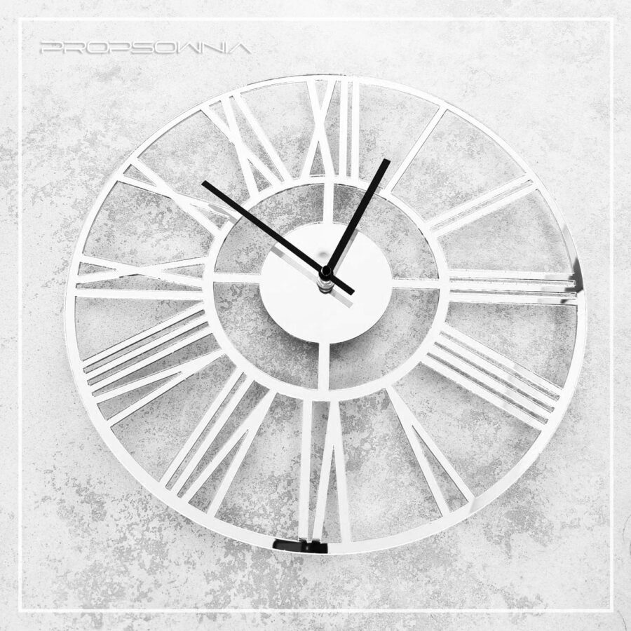 nowoczesny srebrny zegar ścienny